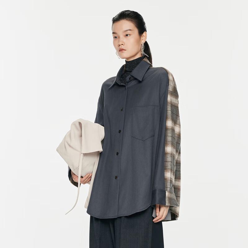 JNBY 24 Fall Plaid Loose Shirt Collar Jacket M