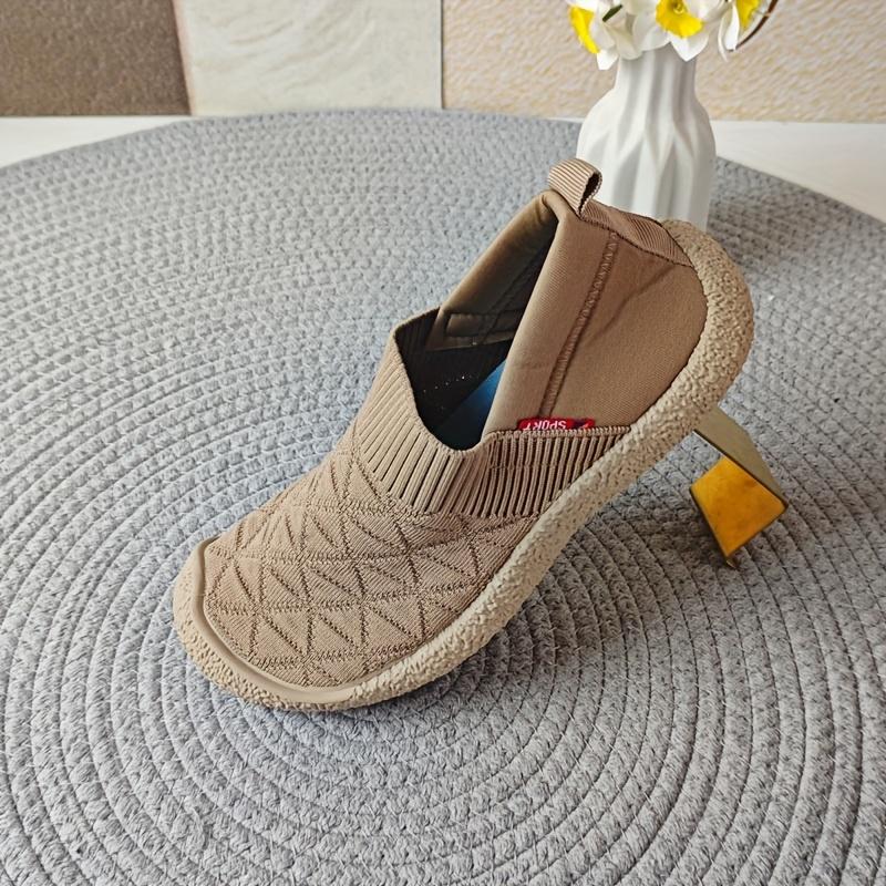 Women's Elegant Slip-On Shoes - Breathable Mesh & Soft Rubber Sole, All-Season Comfort, Beige Casual Shoes with Round Toe for Casual Attire