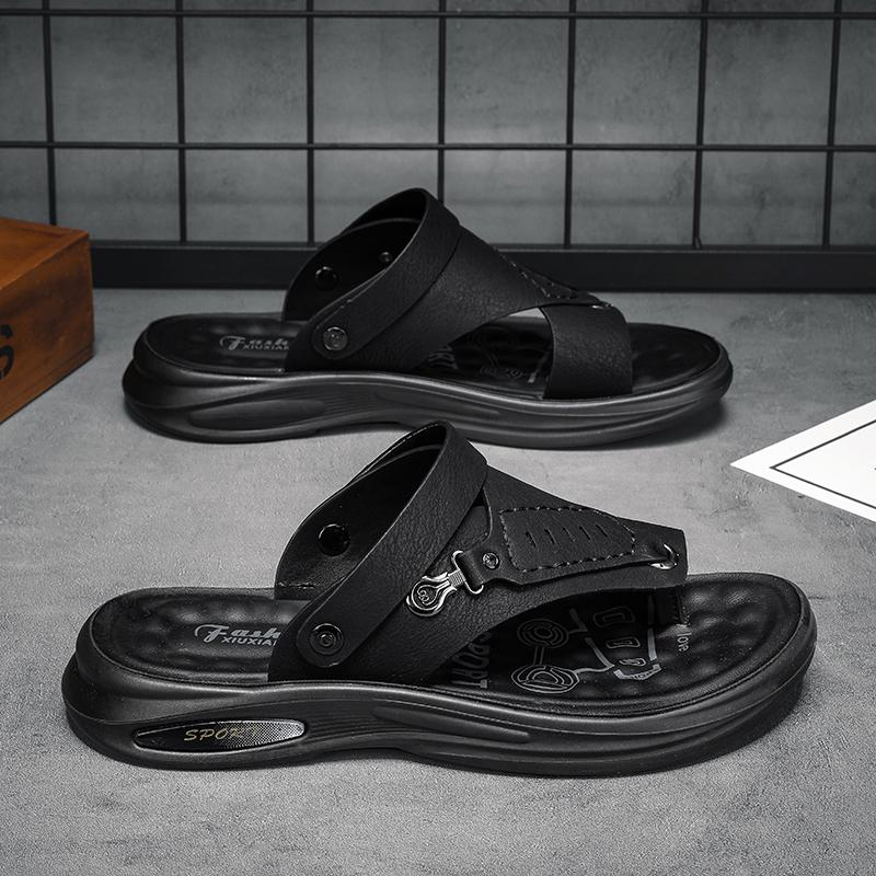 Summer Men's Sandals Anti Slip Flip Flops For Men Beach Sandals Leather Soft Soled Slippers Men Casual Outdoor Sandals Large Siz