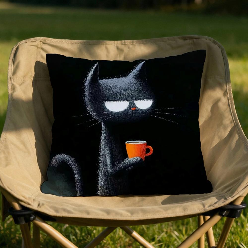 Modern cat Cushion Cover Soft Reversible  Durable Pillow Cover  MultiScene Use for Home  Car Daily Comfort