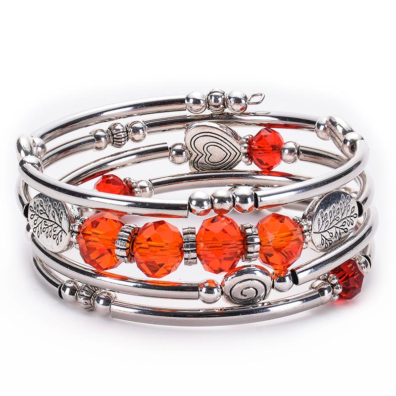 JYL TS Bracelet Double-Layer Eye  OM Design Spiritual Promotes Calm red crystal
