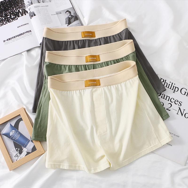 Men's Pure Cotton Boxer Briefs - Comfortable, Breathable, Skin-Friendly Solid Colors, Trendy Home Pajama Pants