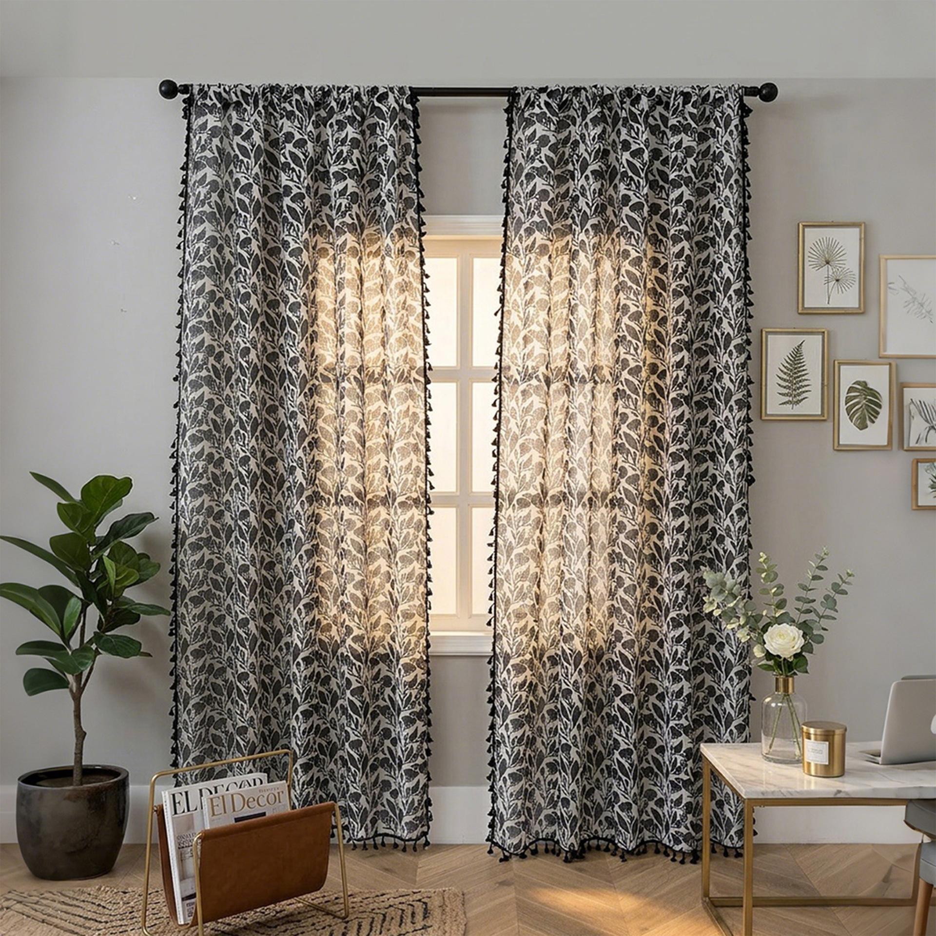 

1/2pcs Semi blackout American curtains with Rod Pocket,Flower Window Curtains for Living Room,Bedroom,HomeDecor,Window Screening W132xH160cm&Rod Pocket&1PC