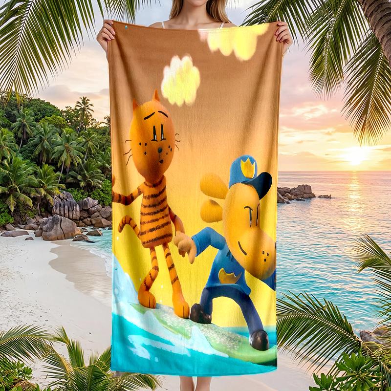 Dog Man Fashion Beach Towel: Ideal for Summer Adventures Soft, absorbent and quick drying suitable for swimming and bathing
