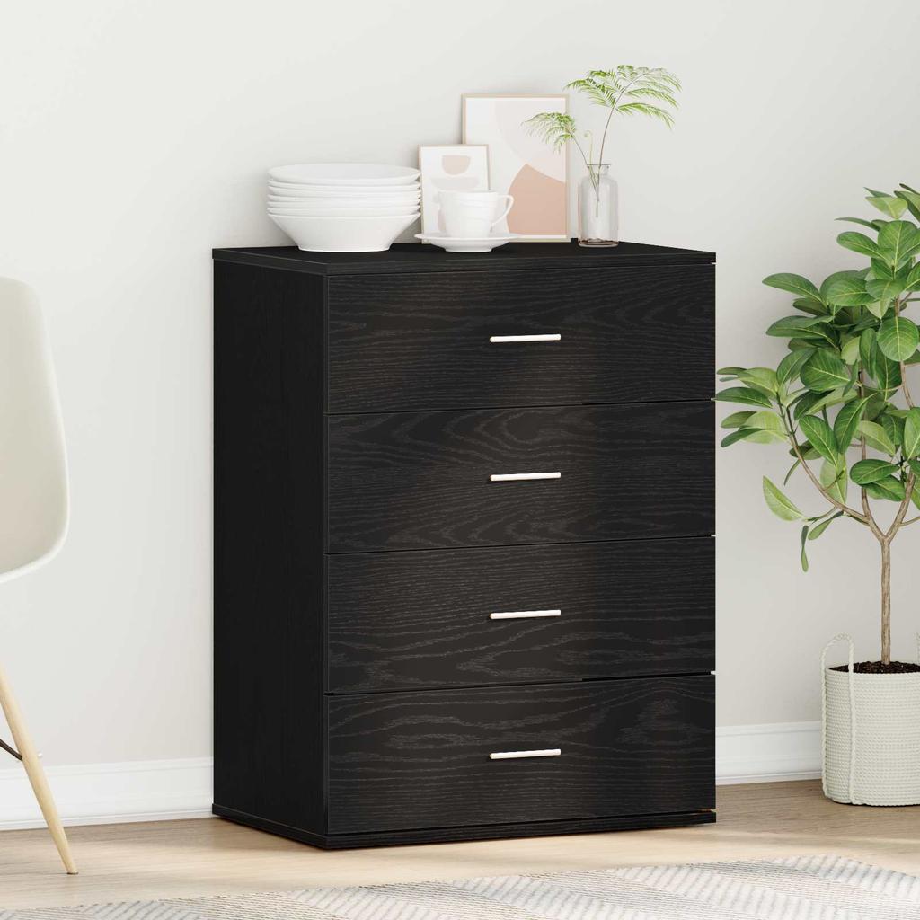 Sideboard Black Oak Effect 60 x 39 x 80 cm Engineered Wood