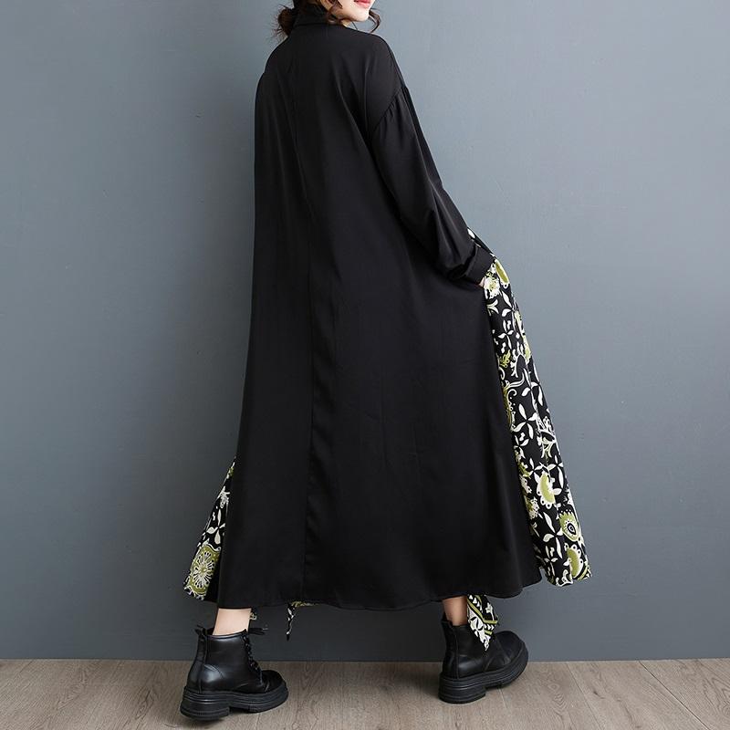 Long Sleeve Plus Size Vintage Floral New In Dresses for Women Casual Loose Spring Autumn Shirt Dress