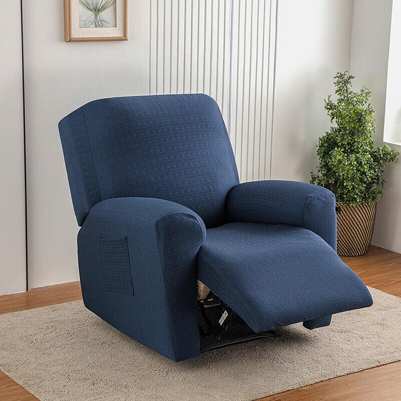 1seater Recliner Sofa Cover Ice Silk Jacquard Stretch Single Chair Covers Arm Sofa Slipcover Living Room Chair Protector