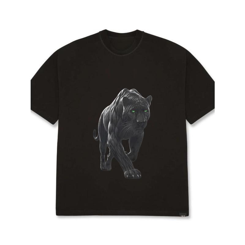 Versized T Shirt Black Panther Graphic Print Men Streetwear Casual Top Urban Fashion Statement Piece