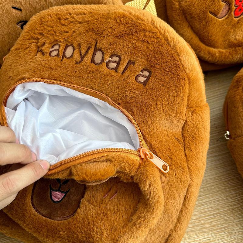 1Pc  Style Kapibala Doll Plush Backpacks Large Capacity Cartoon Capybara Backpack Plush Women Bag Gift For Kids