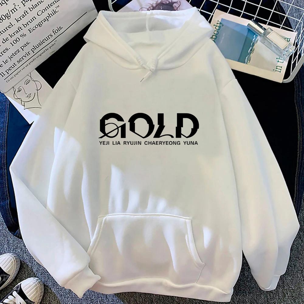 Horúci výpredaj ITZY GOLD Album Mikina Retro 2024 Dámske/Pánske Harajuku Estetické Mikiny Unisex Jeseň Zima Mikina s kapucňou Vintage
