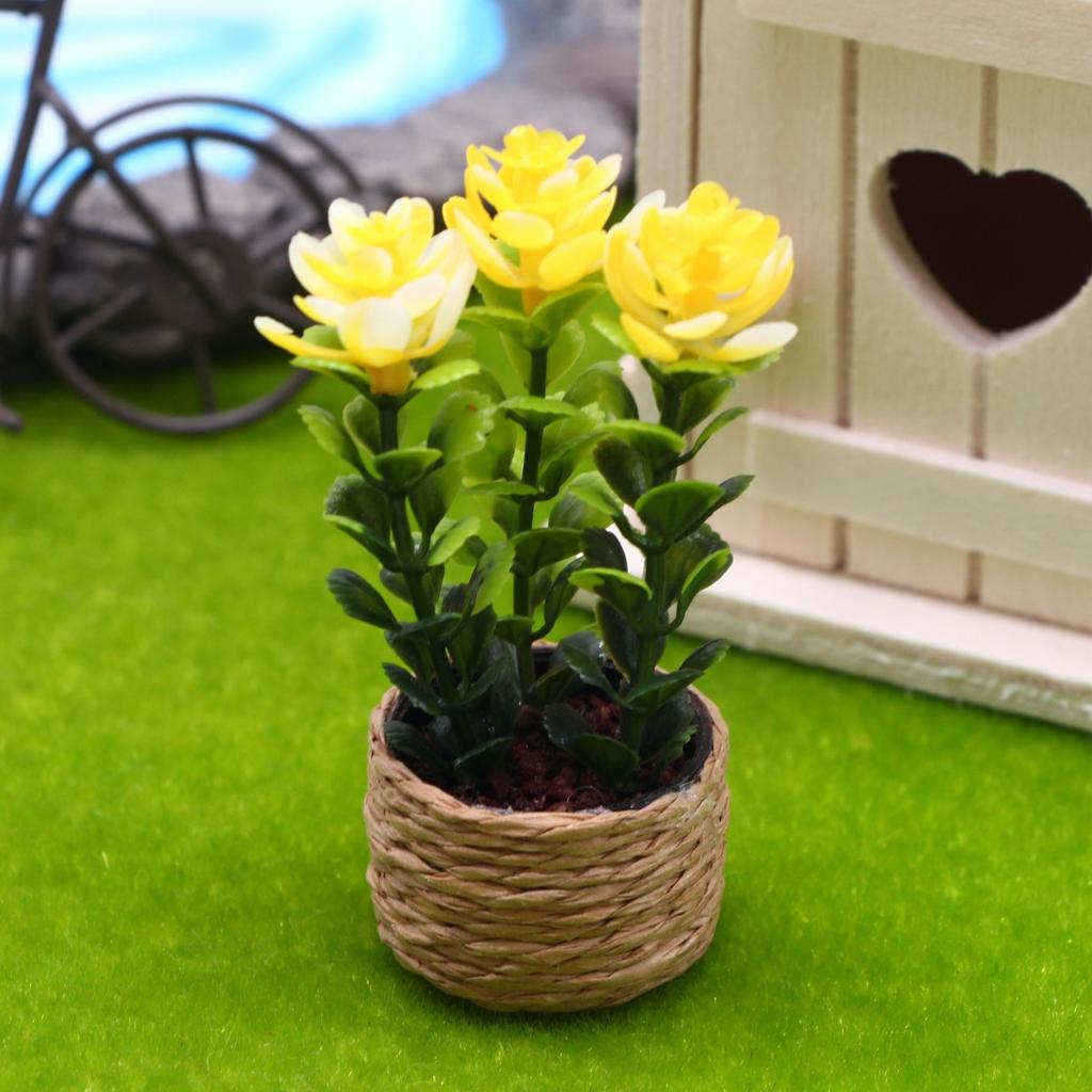 Mini Cute Green Plant Pot Flowervase Simulation Potted Plants Miniature Doll House Furniture Home Decoration