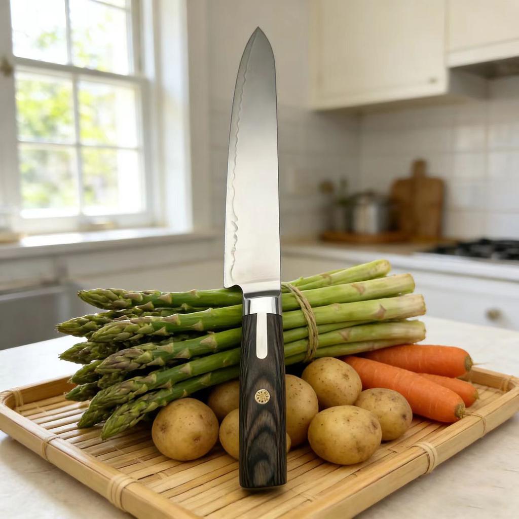 7 Inch Santoku Knife S301 Powder Steel Blade Wood Handle Chef Slicing Vegetables Cleaver Meat Handmade Forged Kitchen Knives