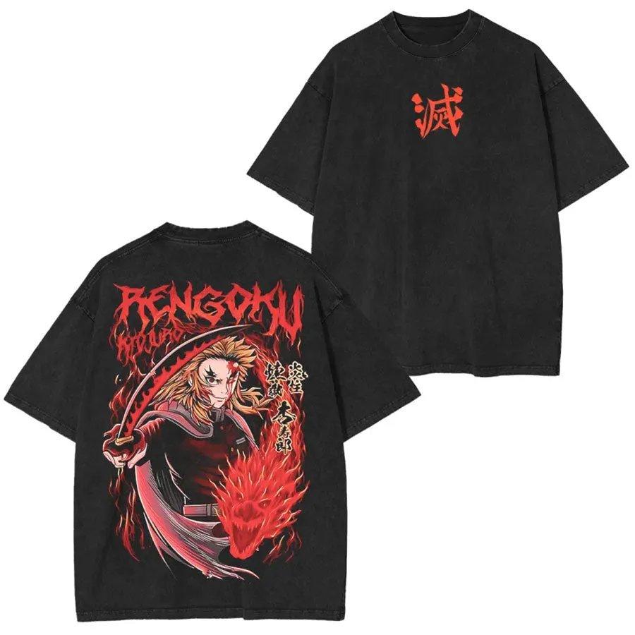 Demon Slayer Shinobu Kocho Anime Vintage Washe T Shirt Unisex Women Short Sleeve Tops Summer Graphic Tee Casual Streetwear Cosplay