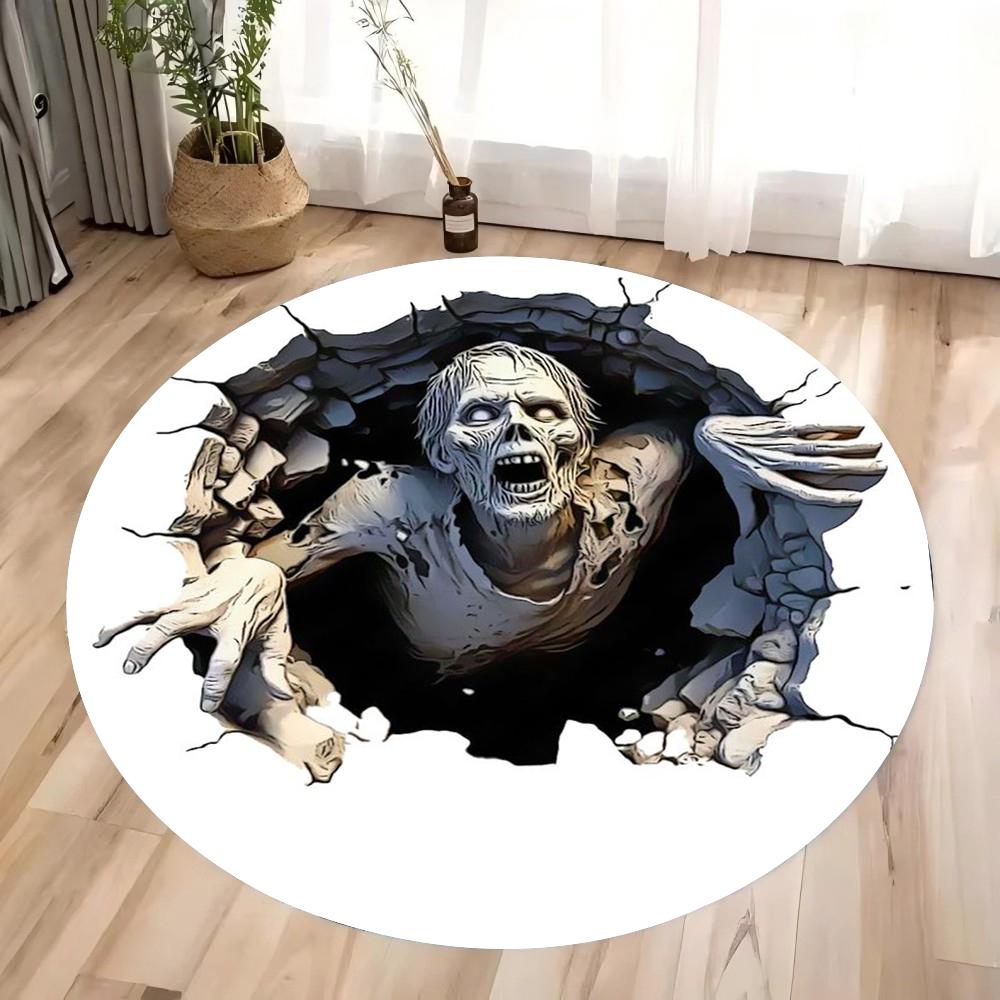 3D Halloween Horror Circular Carpet Doomsday Zombie Carpet Suitable for Bedroom Area Carpet Living Room Home Decoration Gifts