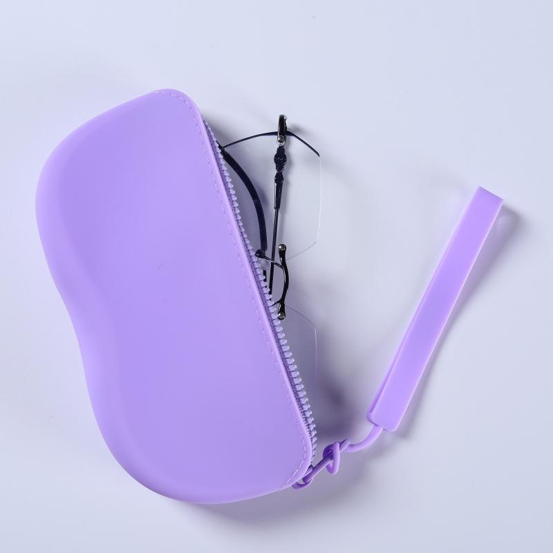 Women Girls Dustproof Glasses Box for Women Men Solid Colour Silicone Zipper Glasses Storage Waterproof Bag Cosmetic Coin Bag