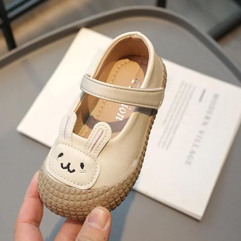 Shoes for Girls Baby Mary Janes Cartoon Bunny Little Children Spring Leather Shoes Funny Cover Toe Comfortable Kids Shoes
