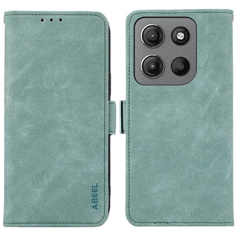 ABEEL For Motorola Moto G15 4G/G05 4G Case PU Leather Folio Stand View RFID Blocking Phone Cover