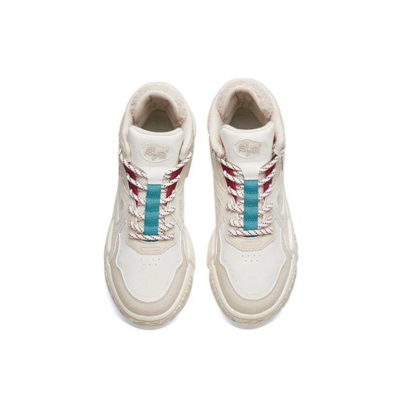 Anta Life Collection Flame Durable Breathable Mid-Top Skateboard Shoes Women's Gray White Red Sneakers 122148088-8