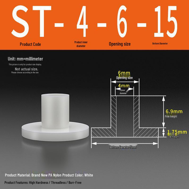 T-förmige Nylon-Unterlegscheibe: Konvex-Konkave Schraubwellenhülse, Stufen-Kunststoffscheibe, Nylonbuchse, Isolierkapsel ST2-ST35