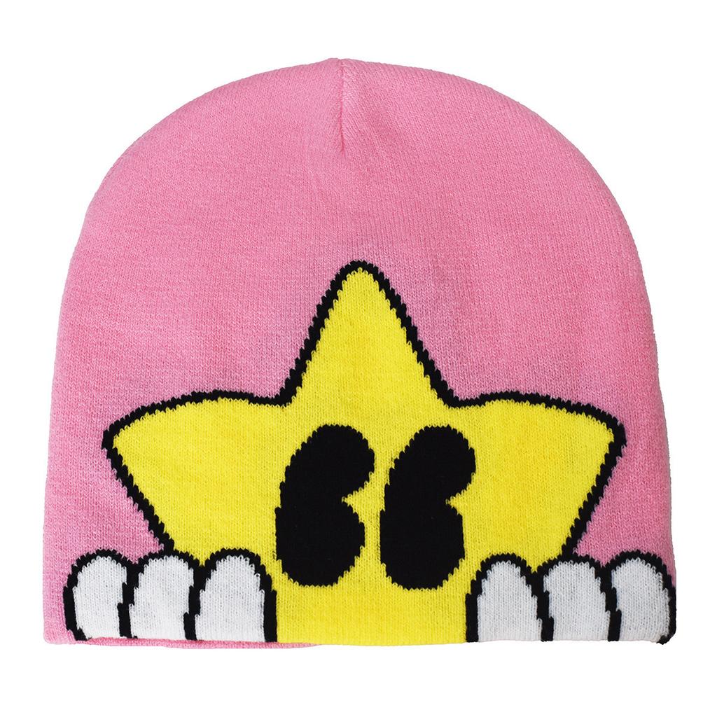 Star Smiling Cartoon Knitted Jacquard Hat for Men and Women, Personalized Autumn and Winter Woolen Pullover Cold Hat