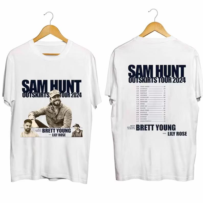 Sam Hunt 2024 Outskirts Tour Shirt, Sam Hunt Fan Shirt, Sam Hunt Country Music Unisex T-Shirt XXL