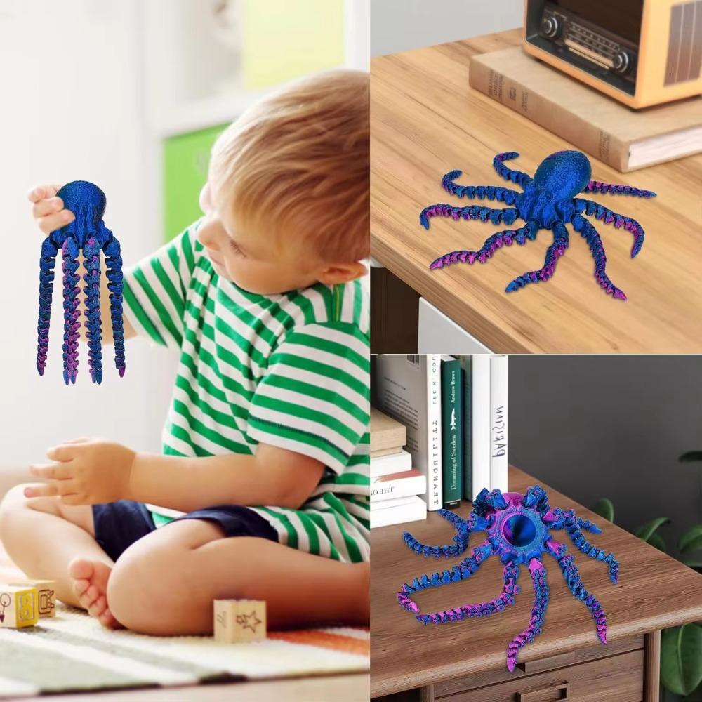 with Flexible Joints Octopus Figurine 3D Printed Animal Table Ornament New Squid Toy