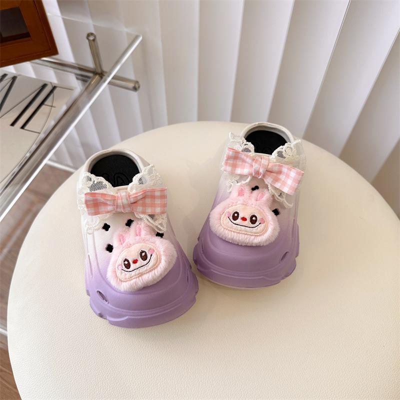 

2025 hole shoes cute girls beach shoes cartoon sandals summer new fashion sandals versatile trendy baotou 34-35 фиолетовый