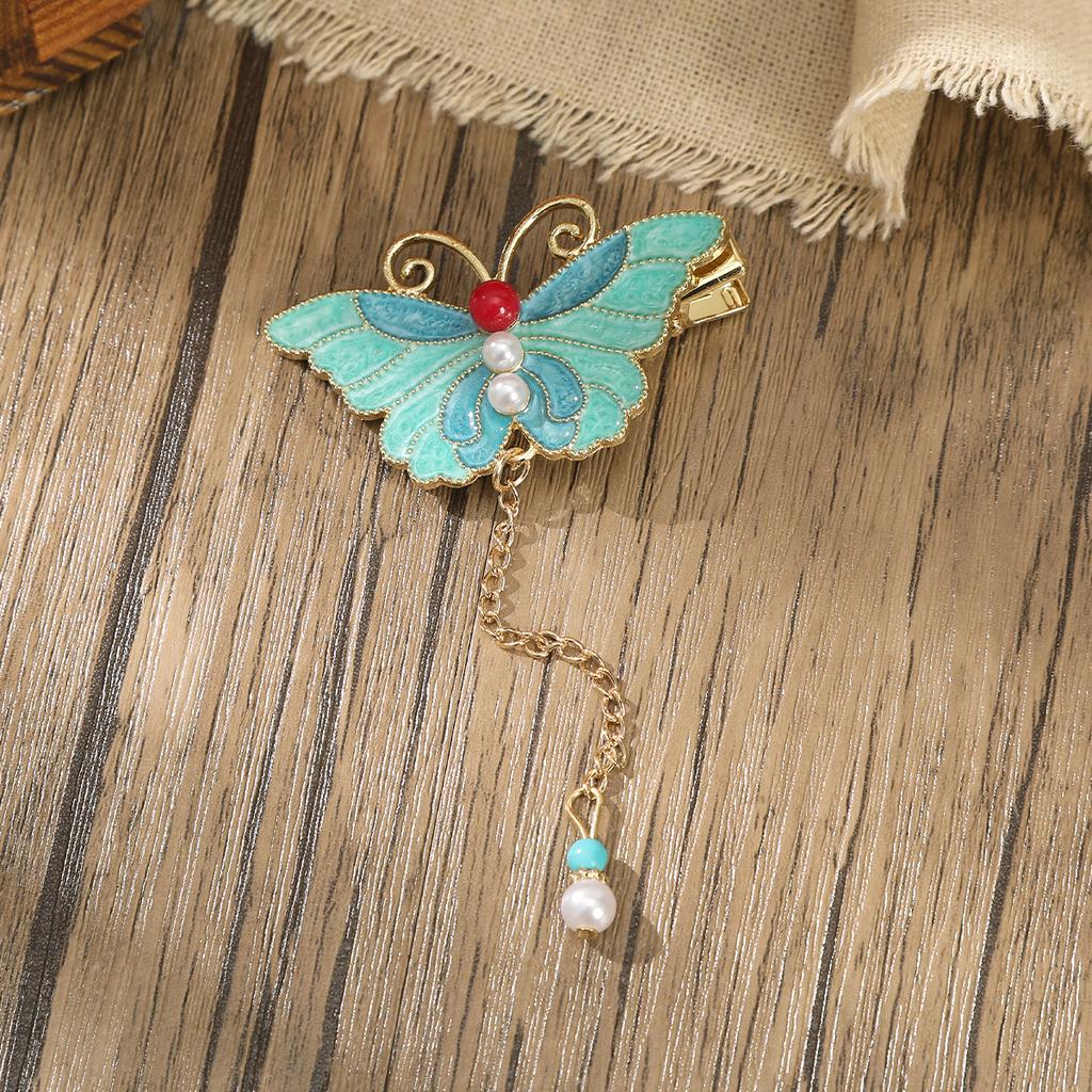 AWAYTR Vintage Pearl Duckbill Hairpin Alloy Tassel Hair Clips Valentine Headwear Girl Hair Accessories Festival Gift