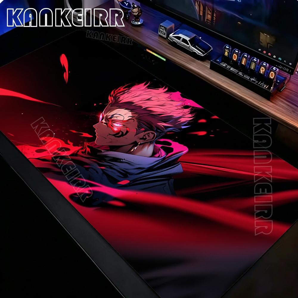 Xxl Ryomen Sukuna Black Mousepad Anime Jujutsu Kaisen Mouse Pad Gojo Satoru Mousepad Computer Gaming Pc Accessories Desk Mat