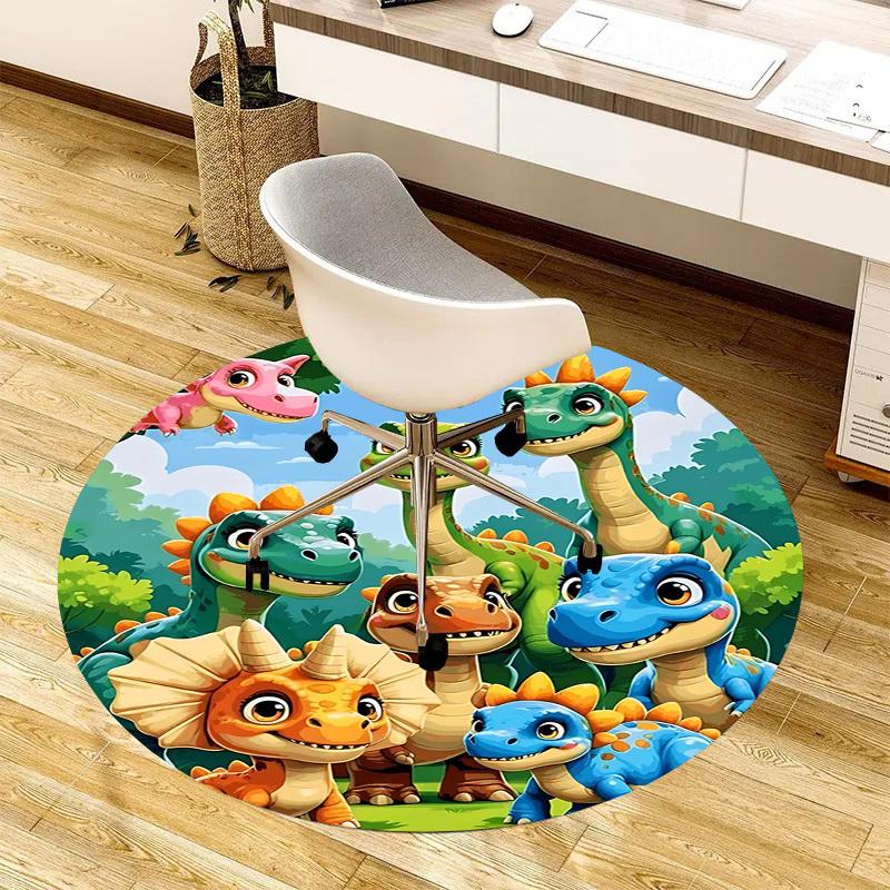 1PC Dinosaur Non-Slip Floor Round carpet, Office, family, bedroom, Large Area Rug Indoor Rugs,  Durable PolyesterH0384