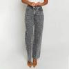 European & American Beaded Frayed Wide-Leg Cowboy Pants