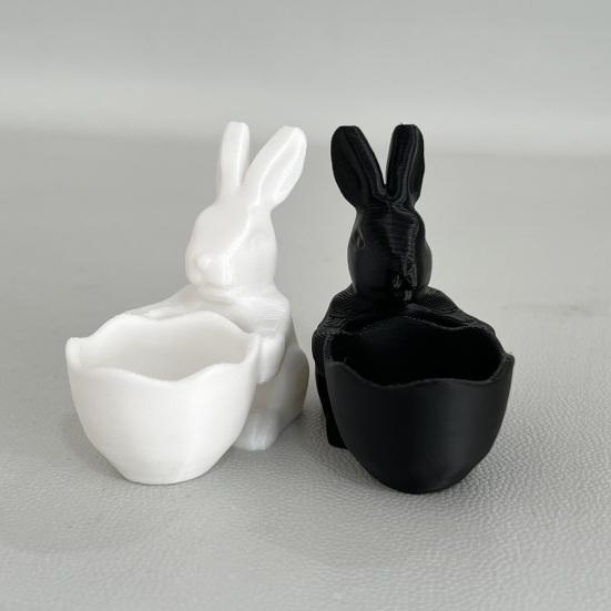 Великодній Зайчик Цукерниця 3D-друкований Кролик Тарілка для Закусок Декоративна Ваза для Десертів Горіхів для Великодньої Вечірки Настільний Декор для Дому