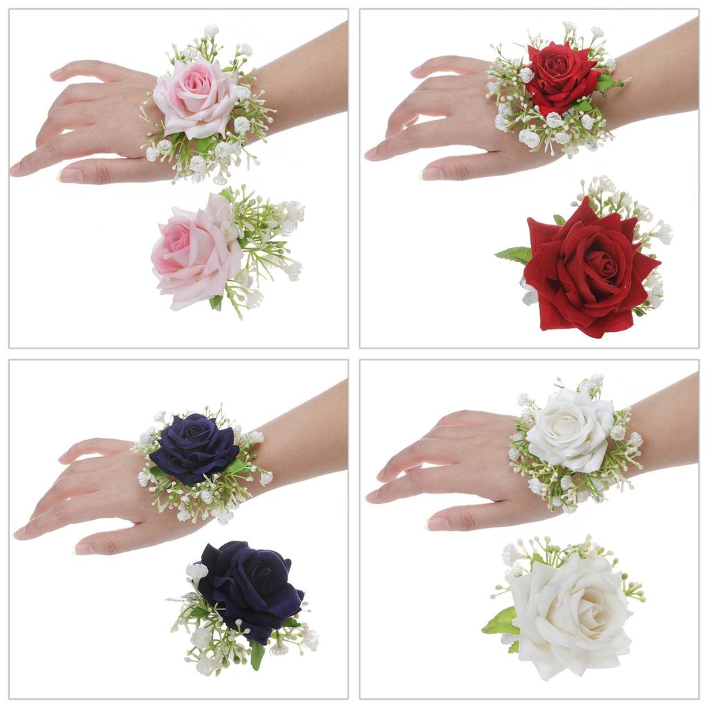 Elegant Wedding Groom Bridal Boutonniere Wrist Corsage Set for Wedding Business Meeting Receptions Wedding Accessories