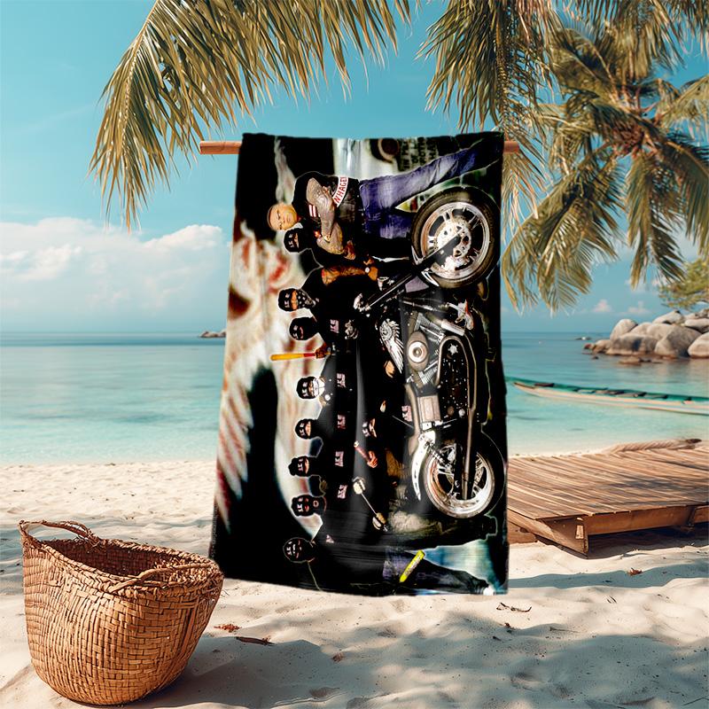 Gang Motorcycle Enthusiasts Hells Angels Motorcycle Club Beach Towel Outdoor Camping Vacation Swimming Beach Towel Outdoor Absorbent Bath Towel Y3