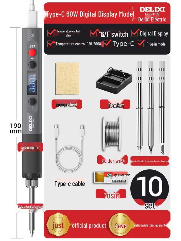 Delixi Electric Wireless USB Soldering Iron - Compact Household Repair Tool for Soldering and Welding