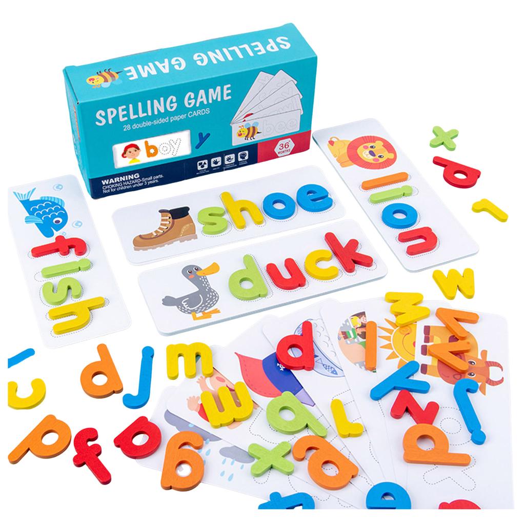 Cheers Education Wooden Alphabet Spelling Game For Kids Alphabet Puzzle Toy Educational Learning Toys Playing Spell Earth Movers