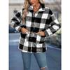 Ladies Temperament Plaid Tweed Jacket Autumn and Winter Loose Long-sleeved Thickened Cardigan Tops