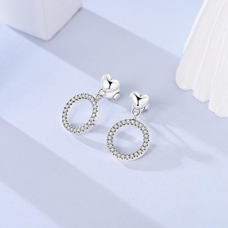 Authentic 925 Silver Infinite love Ear stud For Women Simple Puncture Earrings Fit Girl Birthday Evening Party