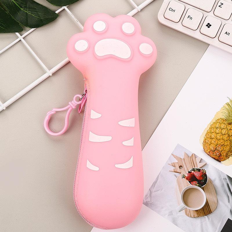 

Silicone Cat Paw Pencil Case for Children Creative Girls Cute Bag for School Students Stationery Simple Yet Innovative Design рожевий