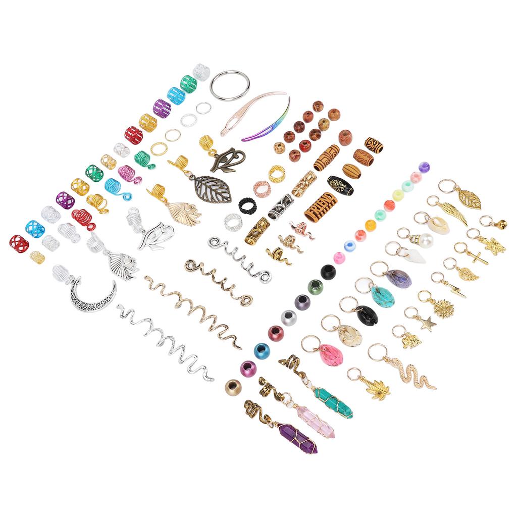 DIY Dreadlocks Jewelry Assortment Metal Braiding Hair Decoration Rings Pendants Crochet Set
