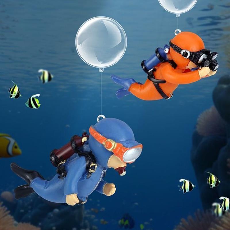 Chubby Scuba Diver Aquarium Ornament Sinking & Floating Miniature Decor for Fish Tanks Funny Underwater Scene Prop