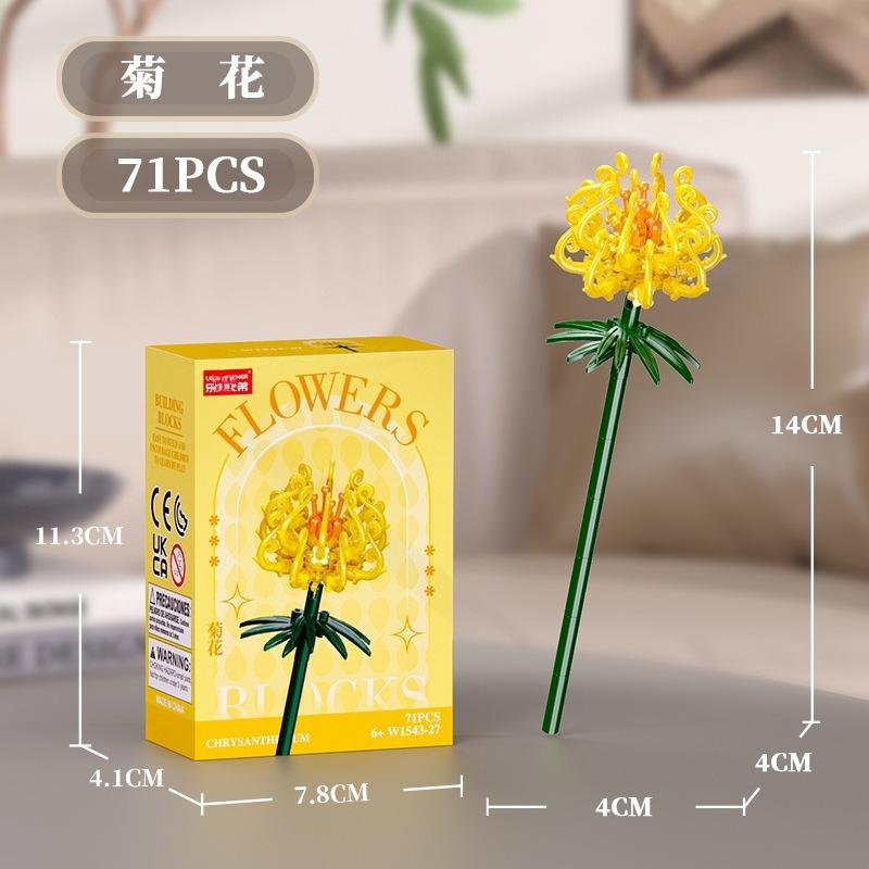 Bouquet Flower Mini Particle Blocks Flowers Model Micro Building Bricks Creative Desk Decor For Adults Toys for Children