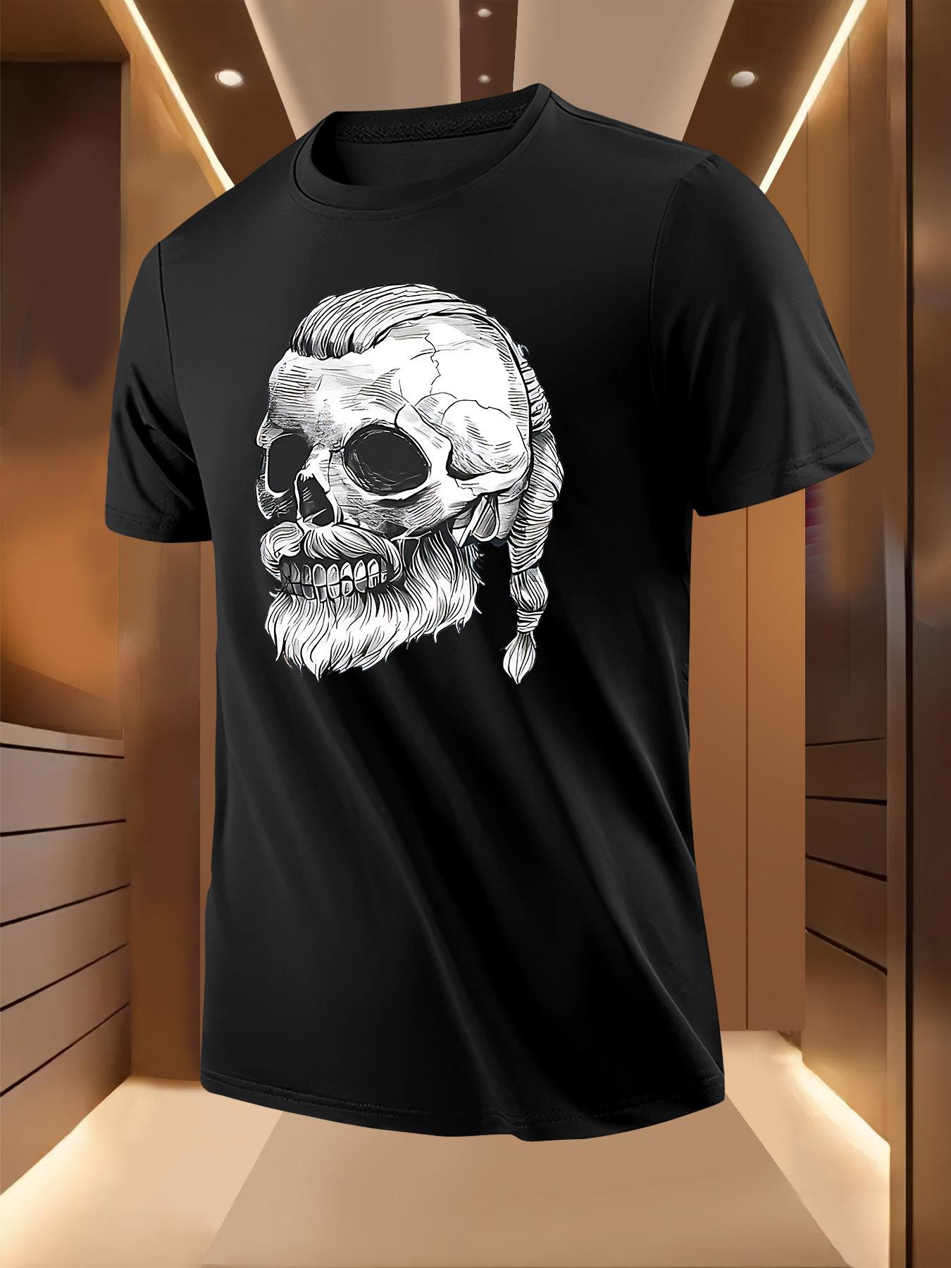 Punk Skull Graphic Tshirt - Casual Short Sleeve Crew Neck M