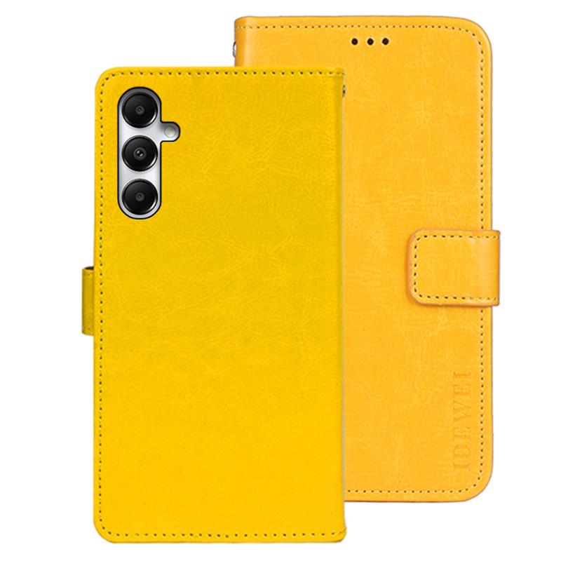 

IDEWEI For Samsung Galaxy A55 5G Leather Case Stand Flip Cover Wallet Yellow