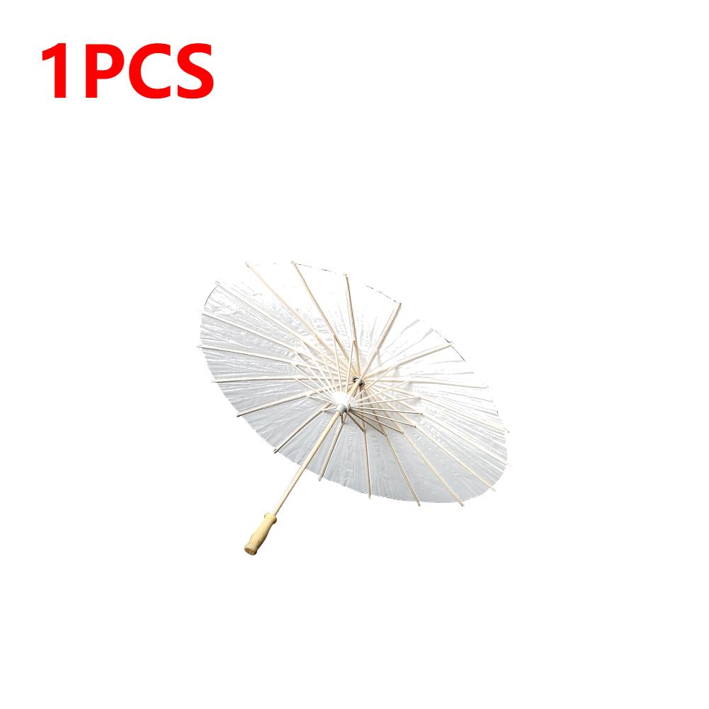 

5-1PCS 60cm White Paper Parasol Umbrella for Wedding Party Favor Photo Props Wooden Hhandle Oiled Paper DIY Bamboo Umbrellas Bamboo&16K