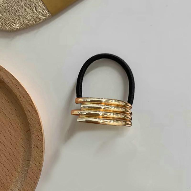 Hot Korean Fashion Metal Irregular Double-Layer Hair Bands Rope Women Headband Elastic Hairband Ponytail Holder Hair Accessories