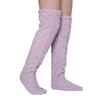 Womens Over Knee Fuzzy Stockings Cable Pattern Furry Fleece Thigh High Long Socks Winter Leg Warmer Slipper Stockings