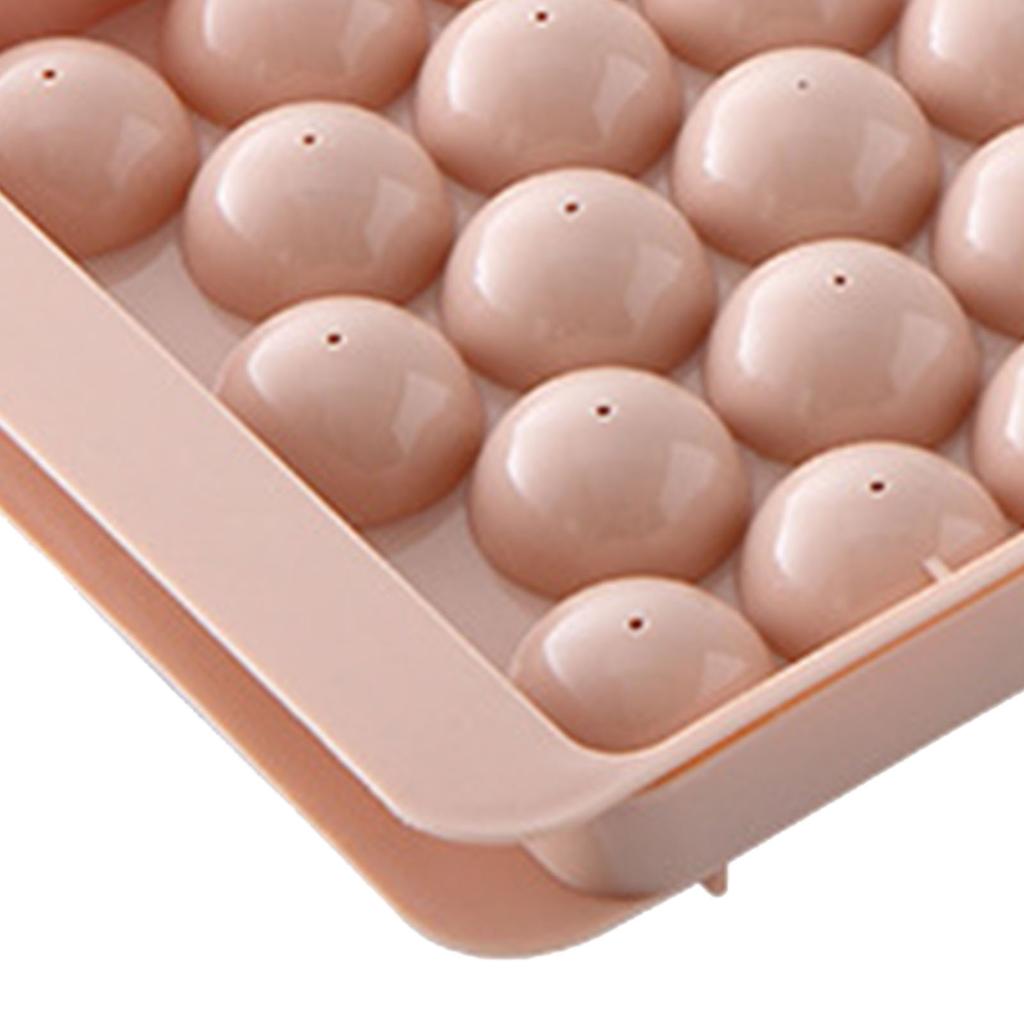 33 Grid Ice Cube Tray Easy Release Flexible Ice Cube Mold with Lid for Cocktail Freezer Pink