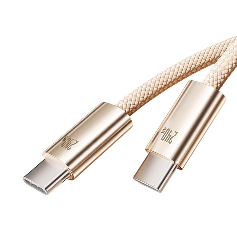 240W Braided Dual Type-C Fast Charging Cable for Apple, Huawei, Xiaomi, and Android Devices Type-C to Type-C 240W Gold