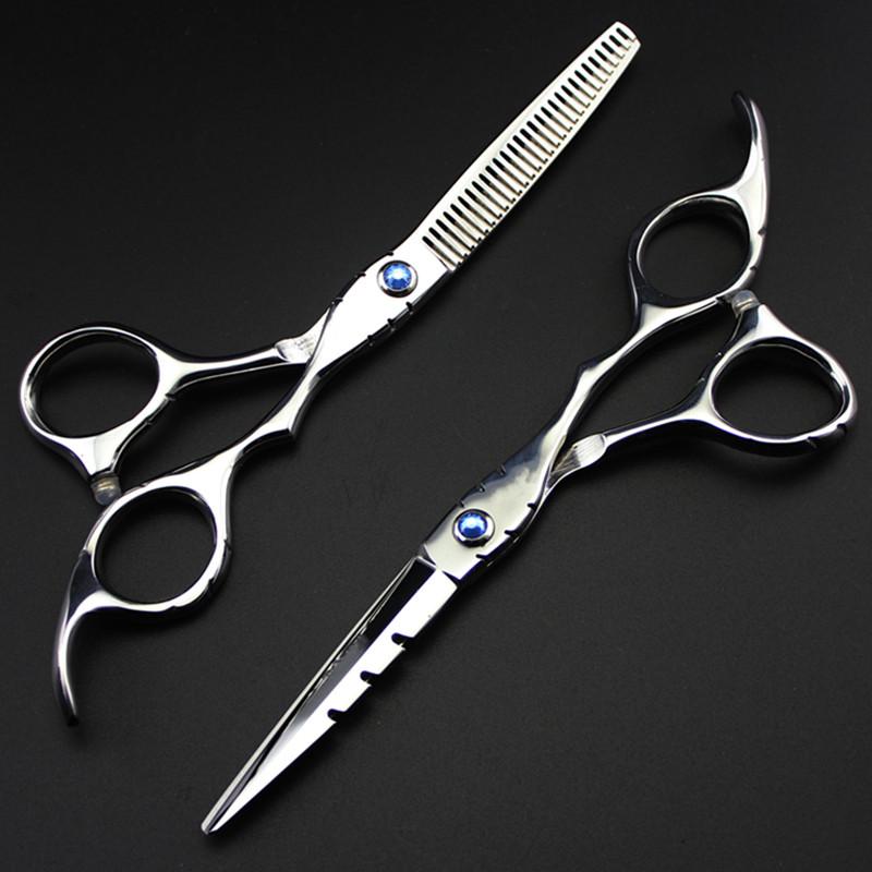 Professional 6 '' Gem Cut Hair Scissors Haircut Scissor Thinning Barber Makas Cutting Shears Hairdresser Scissors Set
